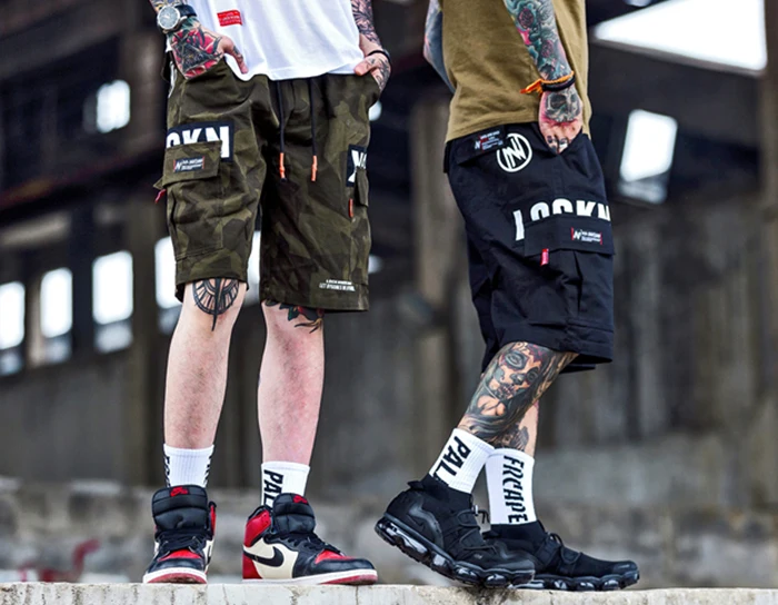 Aelfric Eden карго шорты для мужчин хип-хоп летняя уличная одежда с буквенным принтом Камуфляжный принт Новая мода до колена Короткие джоггеры