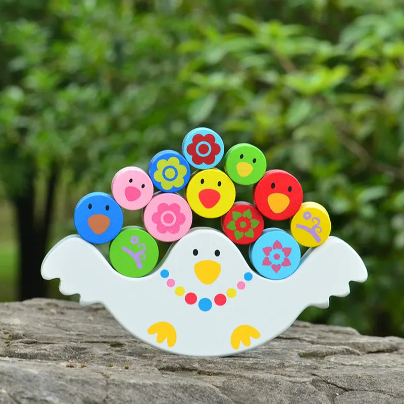 

Montessori teaching AIDS babies early bird balance beam building blocks, children's toys, wooden educational toys