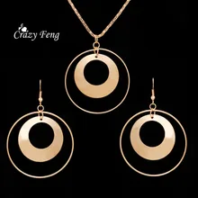 Комплект ювелирных изделий золотого цвета, ожерелье, серьги для женщин,, круглое массивное ожерелье, аксессуары, Африканский комплект ювелирных изделий