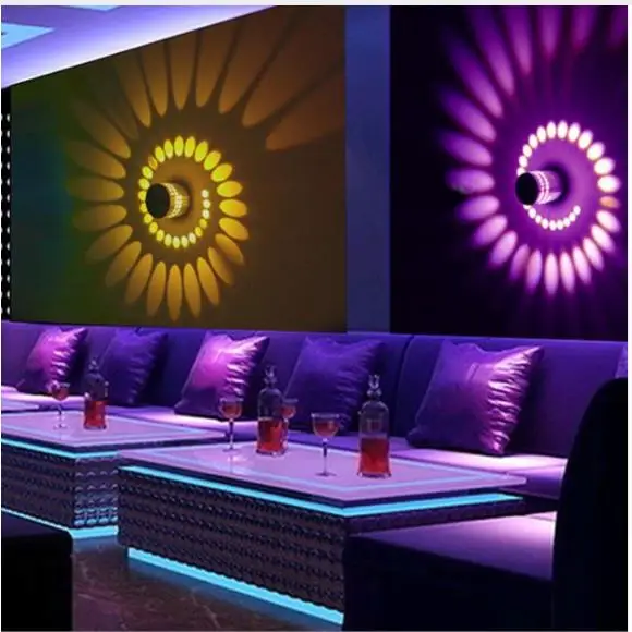 

RGB Spiral Hole LED Wall Light Effect Wall Lamp With Remote Controller Colorful Wandlamp For Party Bar Lobby KTV Home Decoration