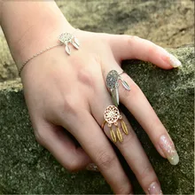 2016 novo estilo de moda boêmio penas anel apanhador de sonhos anel de ajuste para o casamento