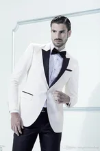 Best Selling 2015 Slim Fit White Groom Tuxedos Suits Groomsman Bridegroom Suits ( jacket+Pants+tie)
