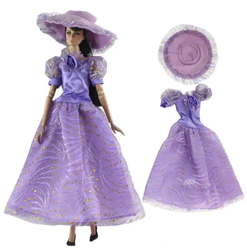 NK один комплект Кукольное свадебное платье наряд для вечеринки Современная Повседневная одежда + шляпа для куклы Барби аксессуары детские