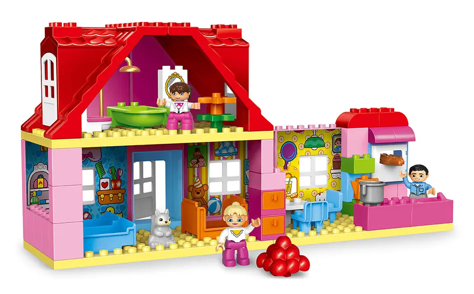Duplos друзья розовый город девушка фигурка принцессы Семья дом красочные детские Building Block Развивающие игрушки для малышей в подарок для 10505