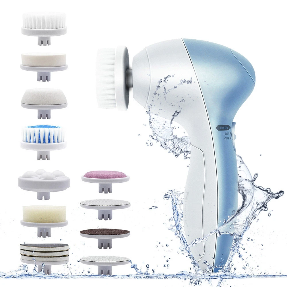 Cepillo de limpieza facial 10 en 1, masajeador, peeling facial eléctrico, máquina limpieza, exfoliante, para lavar la piel y el cuerpo|Dispositivos de limpieza facial con motor| - AliExpress