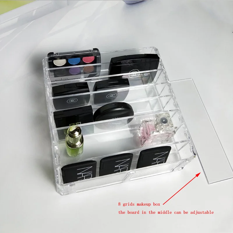 

8 slots Makeup organizer Removable Cosmetic Storage box Compact Powder Organizer Acrylic Clear/Transparent box Large size