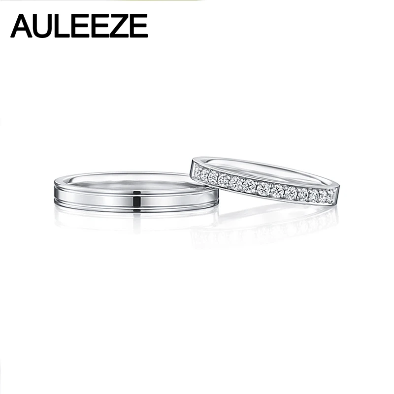 AULEEZE натуральный настоящий алмаз кольца для любимых, AU750 18 К кольцо из желтого золота для женщин и мужчин парные обручальные кольца ювелирные украшения