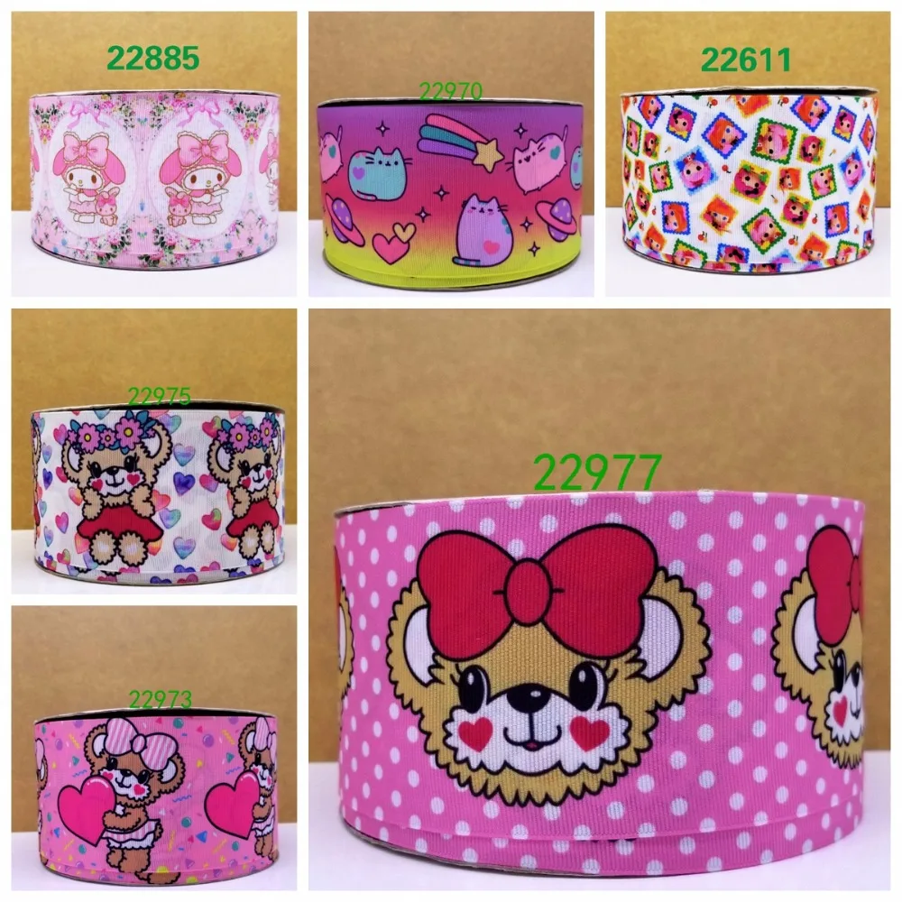 

Free shipping 50 yard cartoon printed grosgrain ribbon 22611