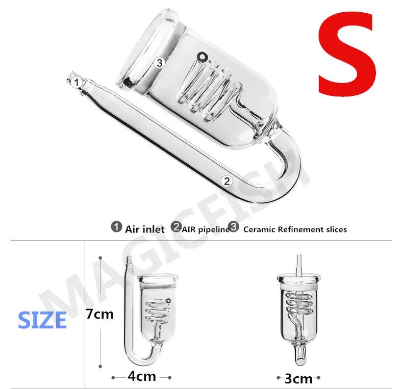 Аквариум очистки воды u-трубы присоски CO2 диффузы обратный клапан углекислого газа реактор Регулятор Аквариум завод распылитель - Цвет: S