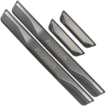 

Car Door Sill Scuff Plate Guard Welcome Pedal Stickers Protectors For Hyundai KONA KAUAI 2017 2018 2019 Car Styling Accessories