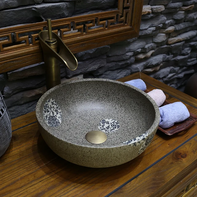 Mini Porcelain Jingdezhen Ceramic Washbasin Chinese Handmade Mini Porcelain Jingdezhen Ceramic Washbasin Chinese Handmade Countertop Basin Bathroom Sink Wash Small 30cm