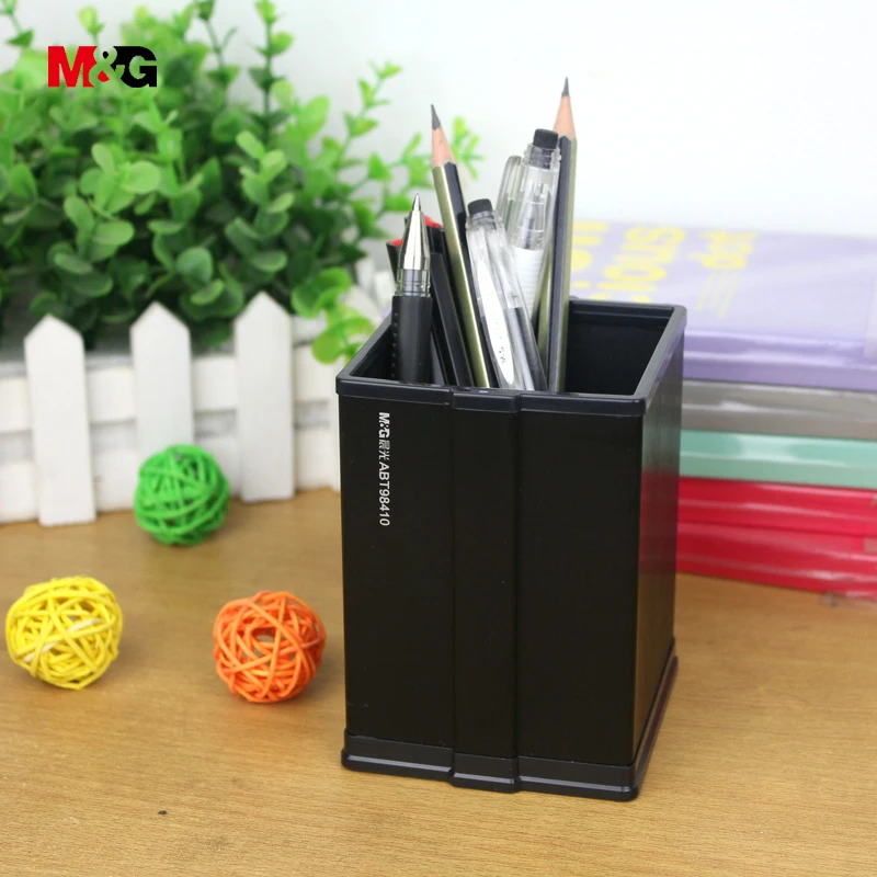 

M&G brand quality elegant metal brushed surface square stand for pen pencil holder simple school office accessories stationery