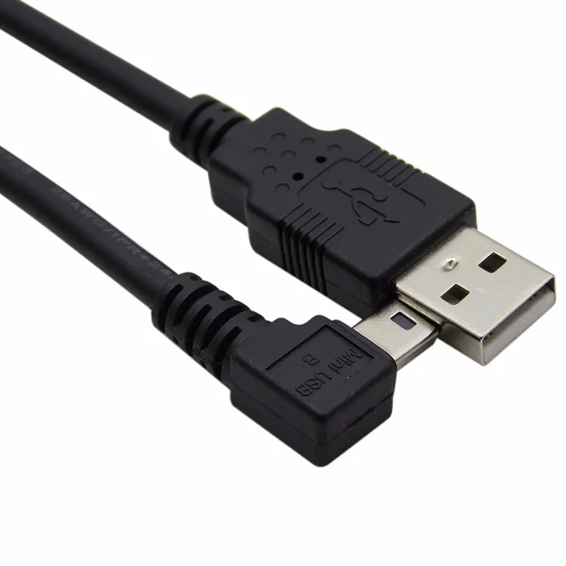 Мини usb/usb 2.0 кабель мужчинами слева под углом 90 градусов для принтера ПК камеры автомобиля mp3 mp4 данных зарядный кабель 1.8 м