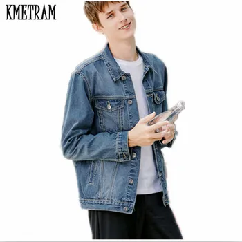 

KMETRAM 2020 Men Denim Jacket Casual Slim Jean Jacket Coat Outdoors Fashion Autumn Jacket Masculino Jaqueta Masculino HH263