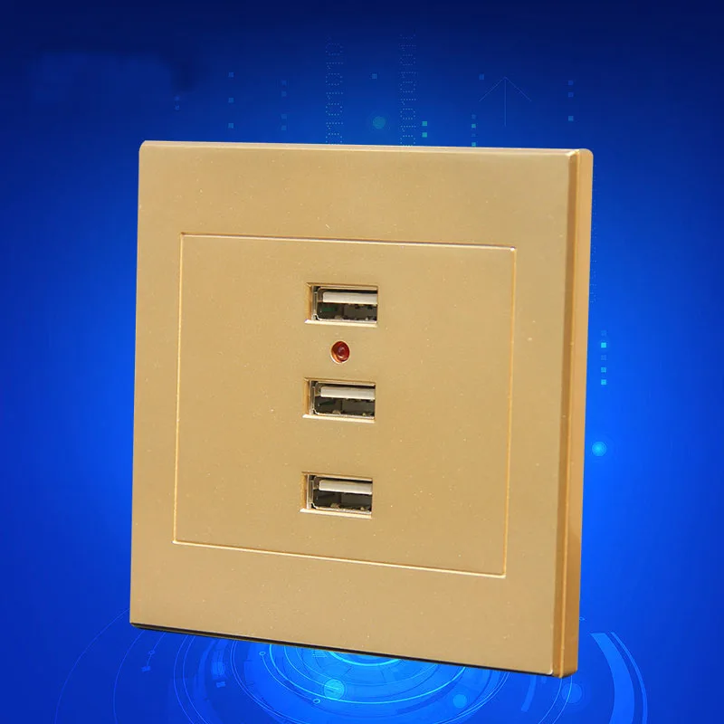 Champagne Gold Change 220V to 5V 1000mA*3 USB Recharger Electrical