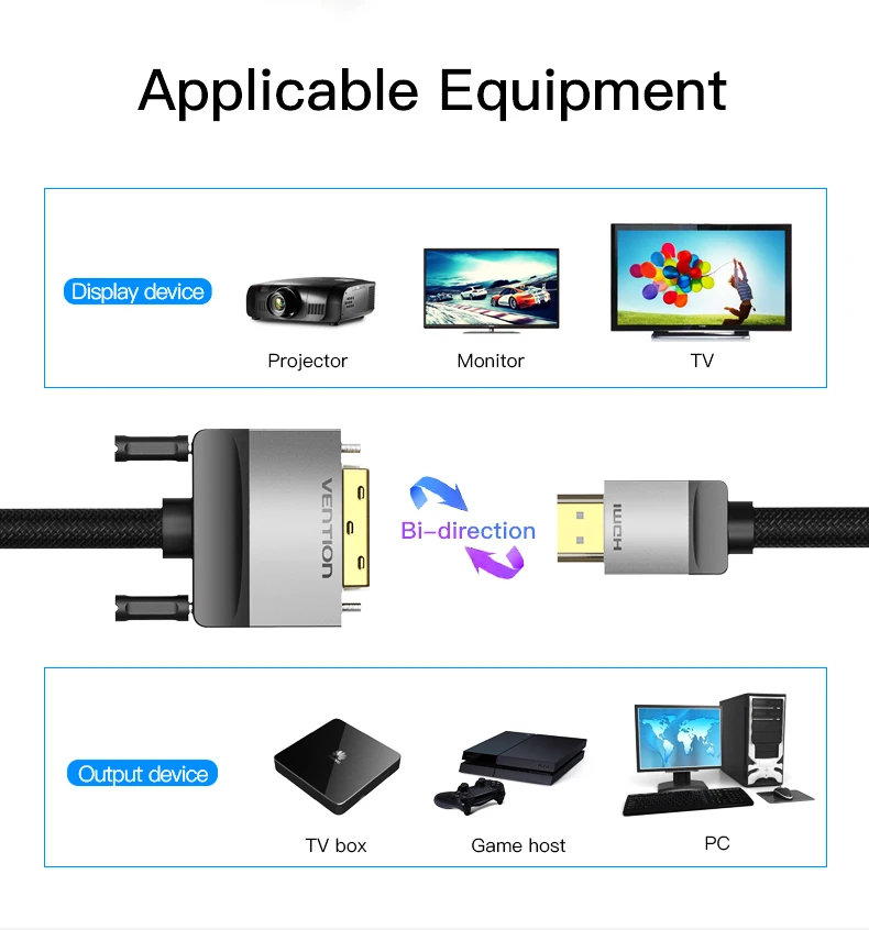 Vention HDMI к DVI мужской адаптер HDMI к DVI и аудио конвертер DVI HDMI кабель для ЖК DVD HDTV xbox проектор 1080P 3D DVI HDMI