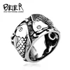 Retro Embossed Fish Stainless steel casting process Ring Fashion Men Women Personality  Animal Jewelry BR8-257 US Size ► Photo 2/6