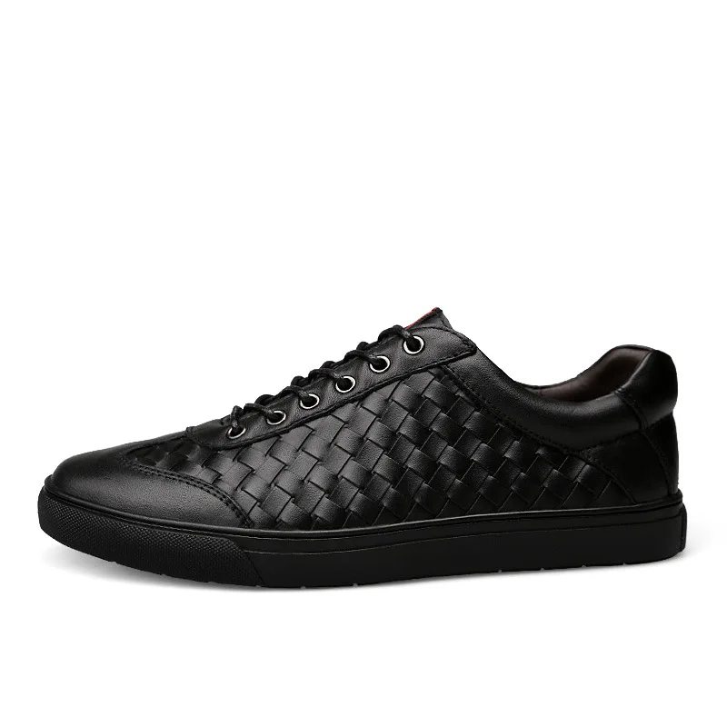 Skateboarding Shoes Woven Track Arder Male Shoes Flat Vogue Leather Shoes Allmatch British Youth