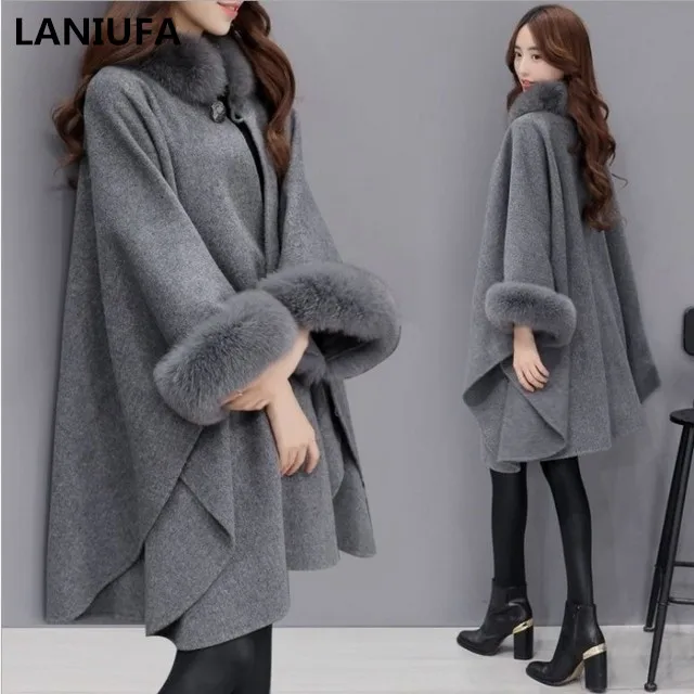 Koop 2019 Herfst Winter Vrouwen Jas Brede Revers Losse Warm Uitloper Vrouwelijke Casual Jumper Dames Losse Jas Vrouwen Mantel Wollen Jas mujer