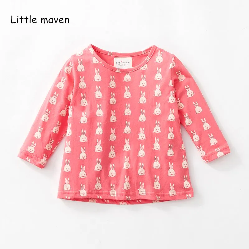 Little maven children brand baby girl clothes autumn new girls cotton long sleeve bunny print t shirt 51151