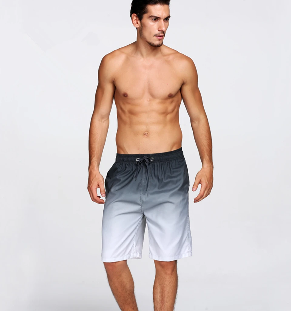 Shorts masculino de secagem rápida, gradiente, praia,