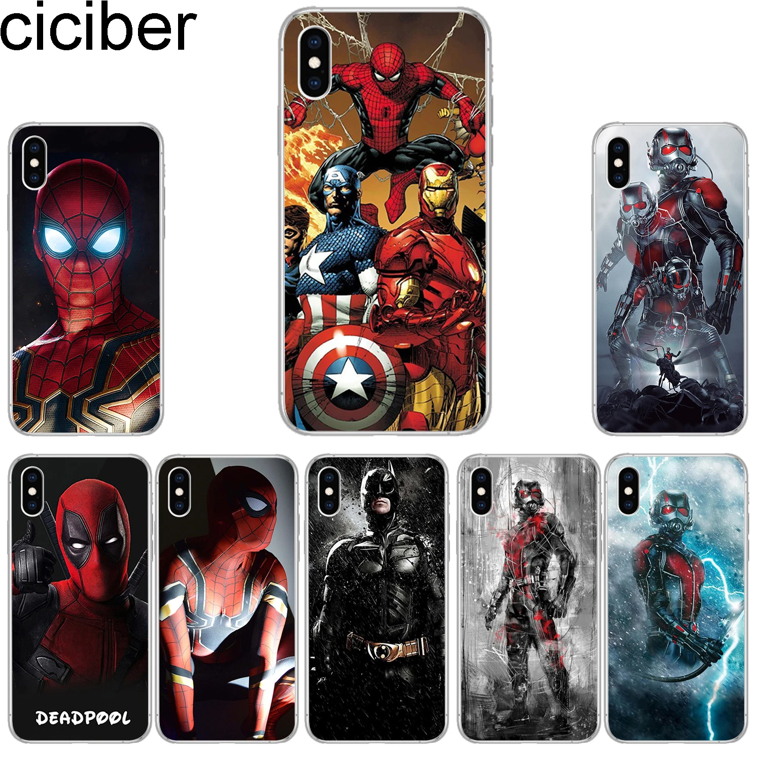 ciciber Phone Cases for IPhone 7 8 6 6s Plus SE 5s X Xs XR XS Max Soft TPU Cover 11 Pro Marvel iron Man Batman |