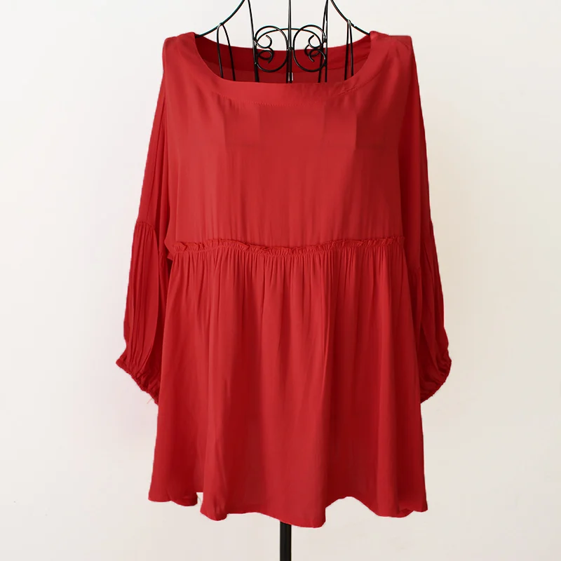 Plus Size 5XL Ruffled White Tunic Women Soft Blouse 2019 Half Lantern Sleeve Solid O-neck Loose Summer Female Tops Lady Blouses
