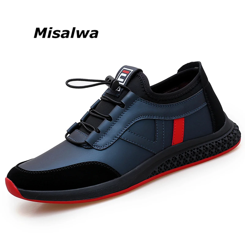 

Misalwa Men Casual Sneakers Elastic Shoelace Comfortable Fashion Young Male Daily Work Office Outdoor Breathable Lycra Men Flats