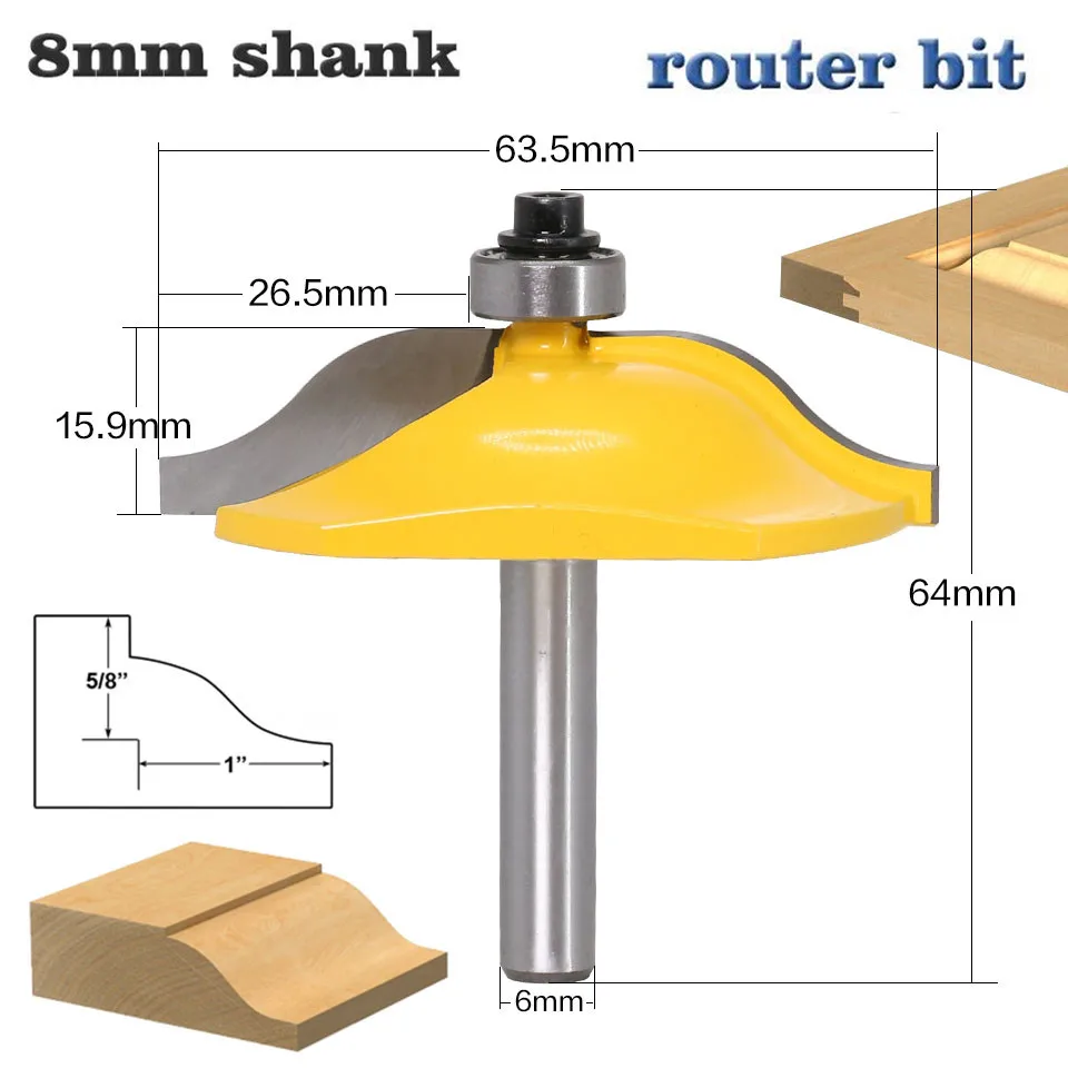 

1pc 8mm Shank Ogee Panel Raiser Wood Router Bit Woodworking Cutter Woodworking Router Bits Carbide Bit Door Knife