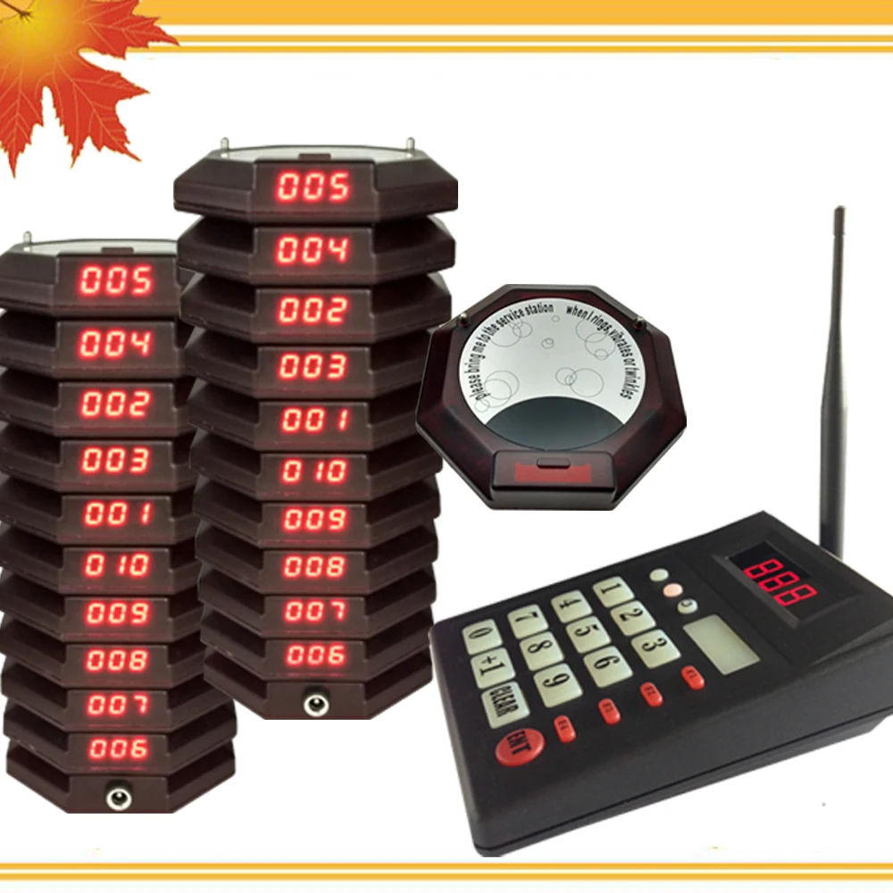Wireless Paging Queuing Calling System POS 20 Red Digital Coaster Pager