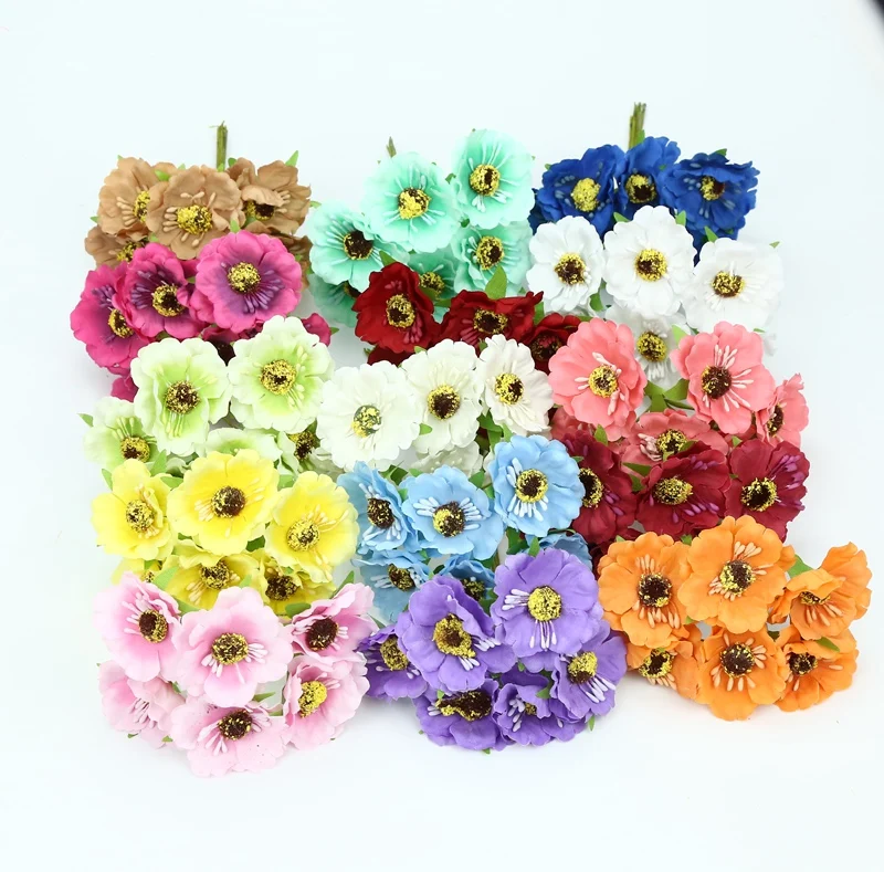 

6 Pieces DIY christmas gifts candy box scrapbooking silk Cherry stamen christmas decorations for home wedding artificial flowers