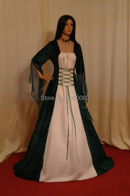 stunning dress long medieval gown satin ribbon renaissance period medieval dresses plus size