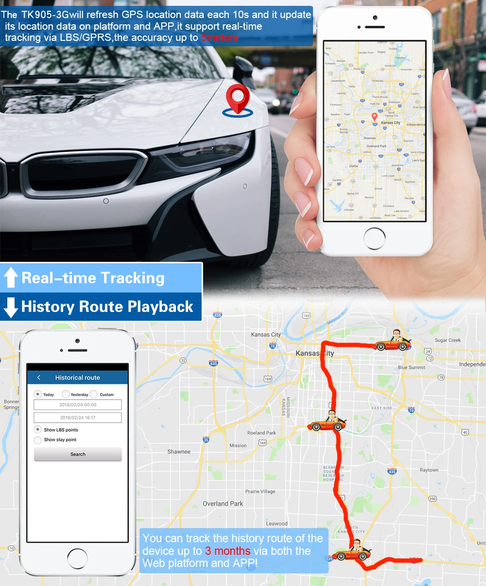 Gps трекер для автомобиля TKSTAR TK905 5000 мАч 90 дней в режиме ожидания 3g трекер для автомобиля gps локатор водонепроницаемый магнитный голосовой монитор бесплатное веб-приложение