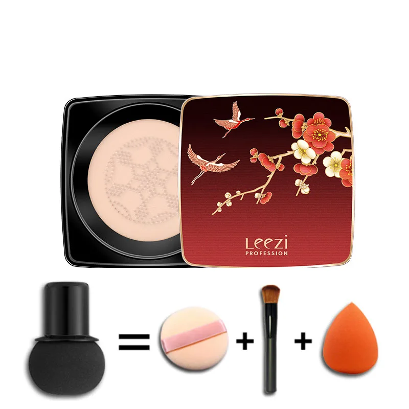 

LEEZI air cushion BB cream with mushroom puff brush 2 colors bright natural color waterproof base foundation concealer LZ013