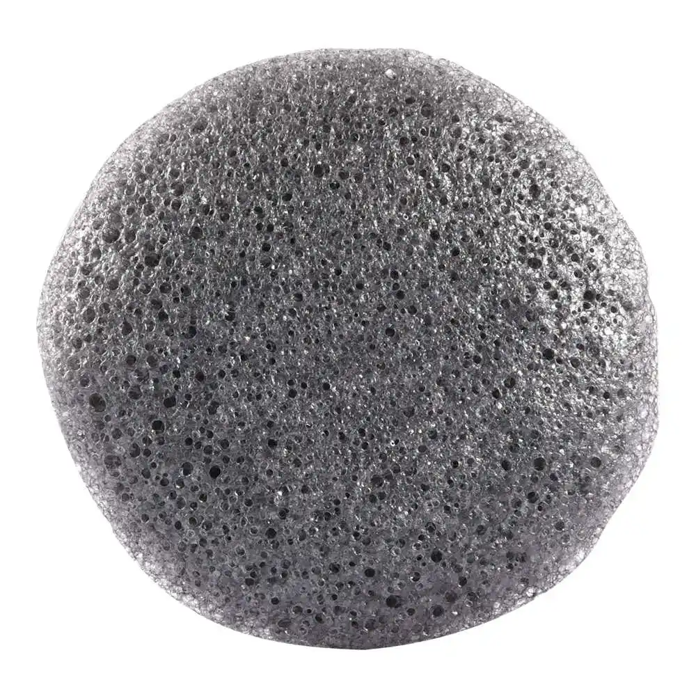 Fulljion 1pcs Konjac Cosmetic Puff Round Shape Face Wash Natural Facial Cleanser Plant Cotton Bamboo Charcoal Wet Sponge Makeup - Color: black