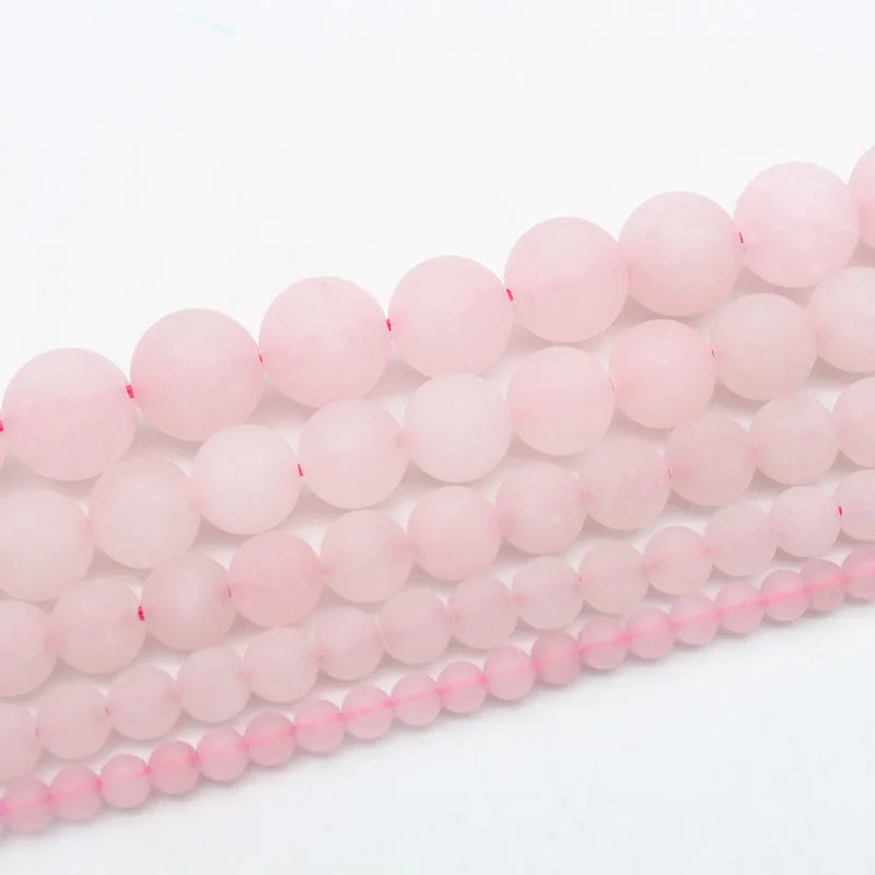 

Natural Matte Frosted Rose Quartz Gemstone Round Loose Bead Pink Crystal for Jewelry Making 1 Strand 4mm 6mm 8mm 10mm 12mm