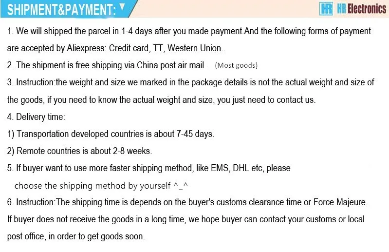 shipment and payment