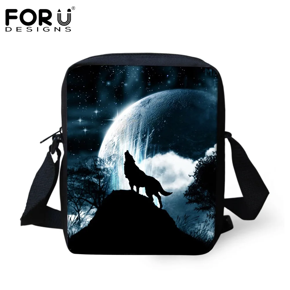 Moon Light Tiger Wolf Printing Messenger Bags for Men Women Hot Brand Designer Small Cross Body Bags for Ladies Mens Travel Bags