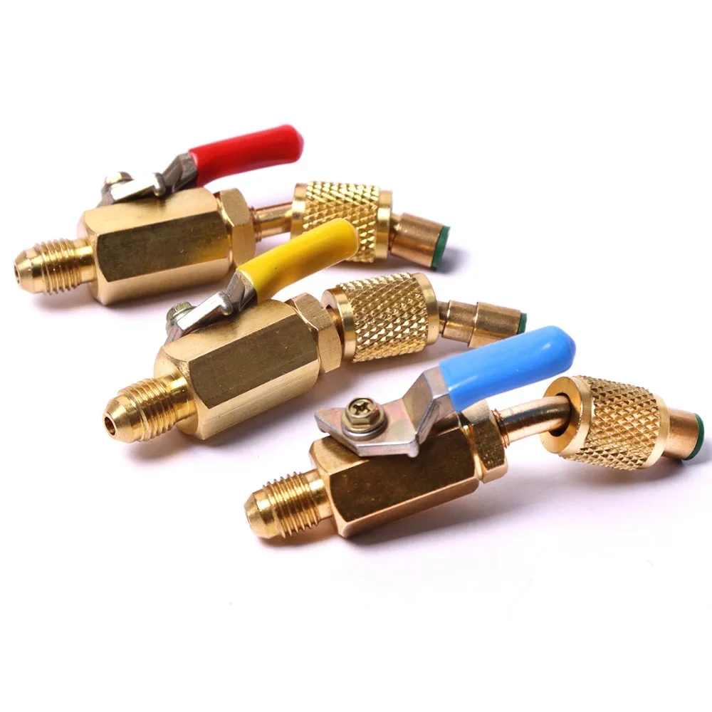 

3pcs 1/4 SAE Male/Female Threaded Copper Ball Valve For R12 R22 R502 R134a Car Air Conditioning Refrigeration Ball Valve Switch