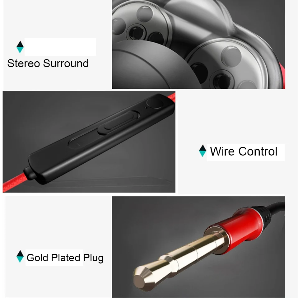 Dual Dynamic Earphone 3.5mm Wired Headphones with Mic Bass Sound Ear Phones for Computer MP3 Gaming Headset In Ear Earphone Wire (2)