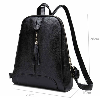 

2020 Women Backpack Genuine Leather Travel Bag For Female Tassel Sweet Girl Backpack Natural Cowhide Teenager School Bag Daily