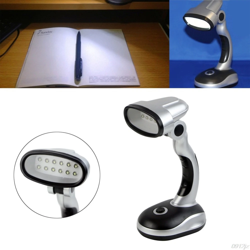 New Portable Flexible 12 LED Desk Lamp Light Read Torch Battery Powered