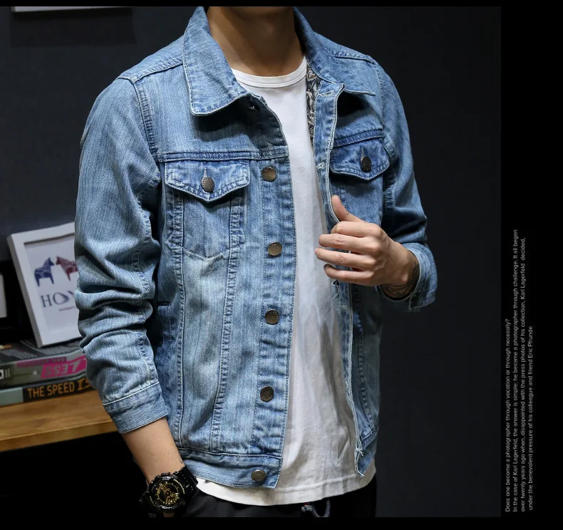 Хорошая красивая версия джинсовая куртка Тонкий Досуг Джинсовая куртка Мужские джинсы C103