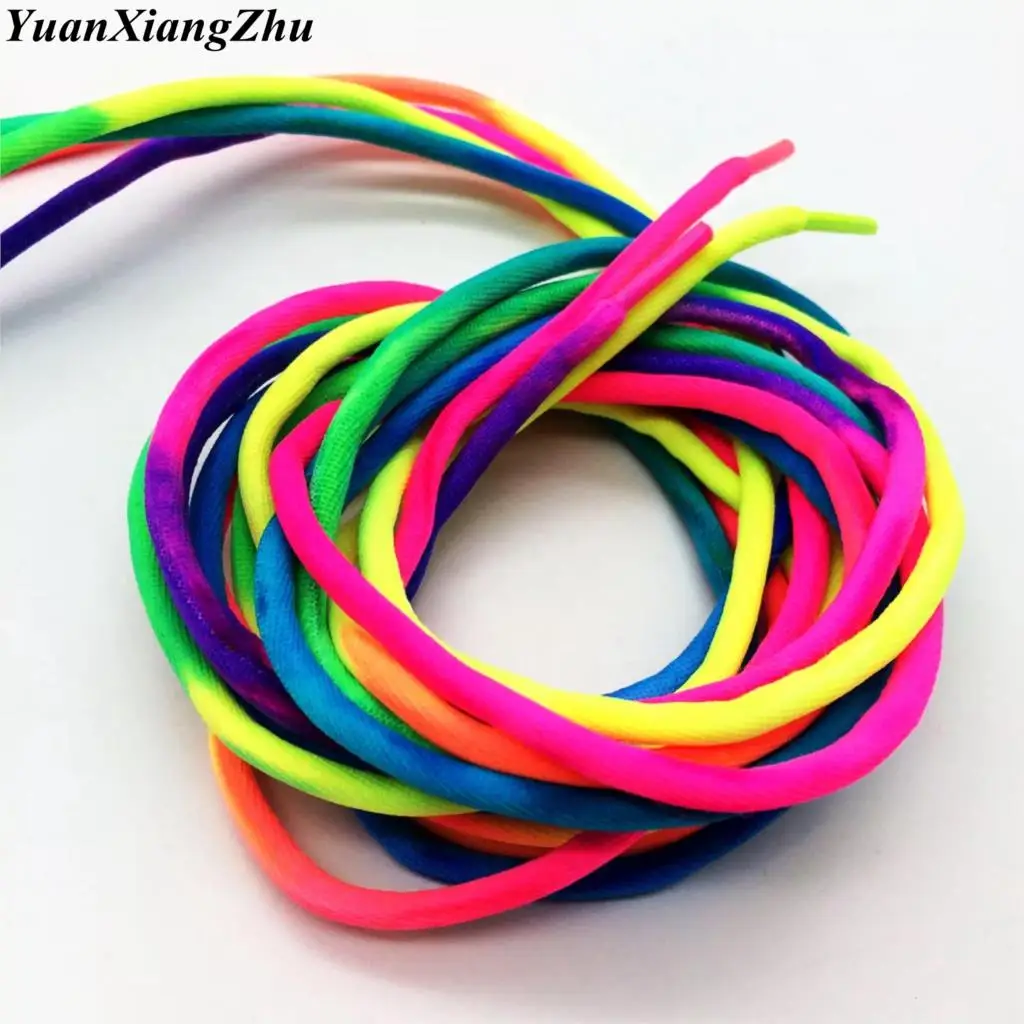 1 Pair Round Rainbow Shoelaces Canvas Athletic Shoelace Sport Sneaker
