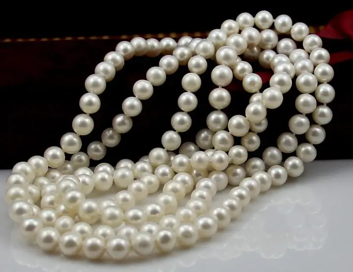 

classic 9-10MM south sea natural round white pearl necklace 38inch