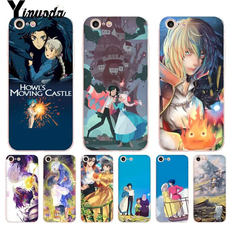 

Yinuoda For iphone 7 6 X Case Anime Howl's Howls Moving Castle Transparent Phone Case for iPhone 8 7 6 6S Plus X 10 XS XR SE 5C
