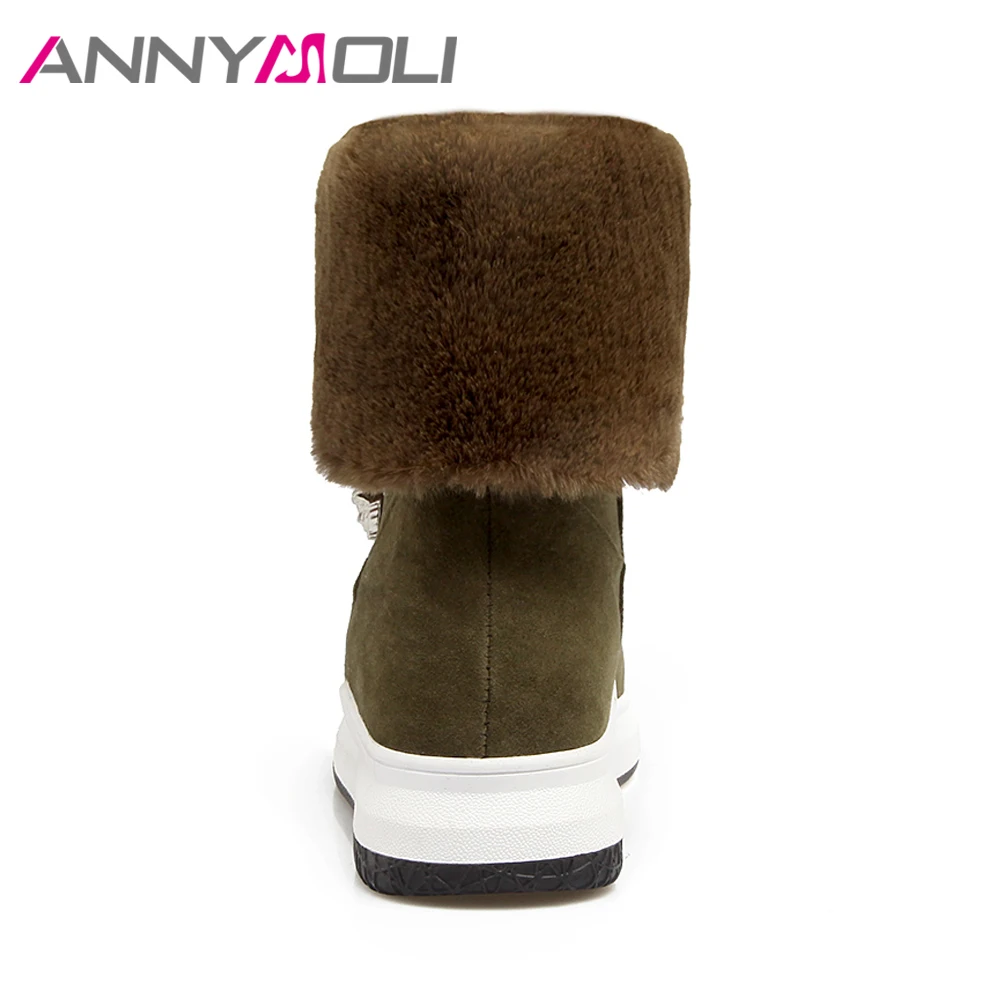Зимние сапоги ANNYMOLI женские меховые зимние на платформе до середины икры среднем