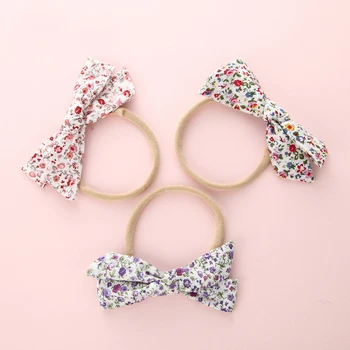 

24 pcs/lot Floral Knot Nylon Headband Mini Knot Bow Baby Headbands Girls Baby Shower Gift Photo Props Queenbaby