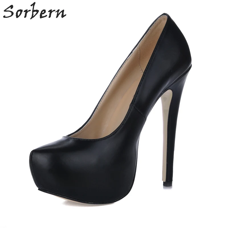 

Sorbern Luxury Women Black Shoes Custom Pumps Diy Red Sole Shoes Women Thick High Heels Custom Plus Size Ladies Shoes Size 40
