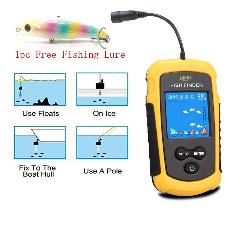 

FFC1108-1 Fish Finder Portable Sonar Sensor Wired LCD Deeper Fish Finder Alarm 100M Electronic Fishing Lure Echo Sounder Tackle